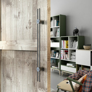 Smooth Black Stainless Steel Sliding Wood Glass Barn Door Hardware Long Pull Handle Kit