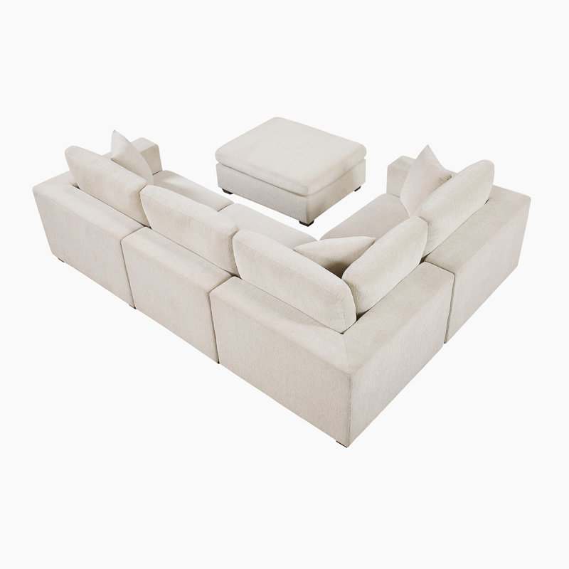 Canapé modulaire en chenille 5 pièces Burdett