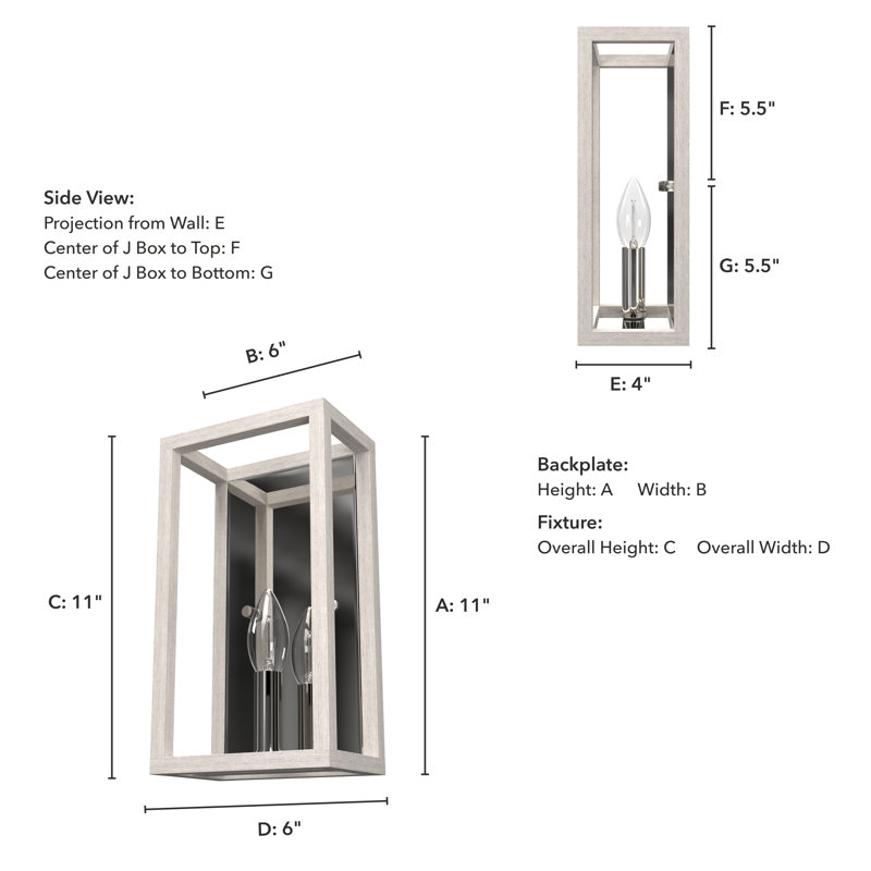 Distressed White and Chrome Minimalist Dimmable Wall Sconce