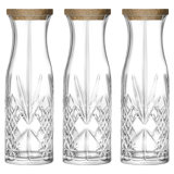 RCR Crystal Melodia Glass Carafes with Cork Lid - 1L - Pack of 3