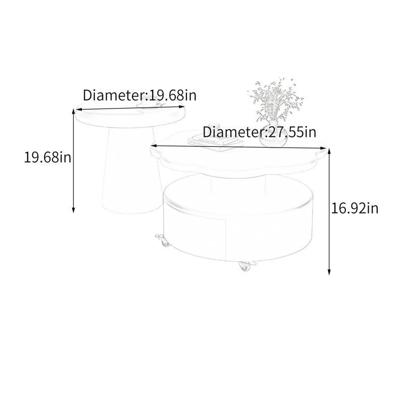 Table basse avec rangement Kaat 2, Noir / blanc, Noir / blanc