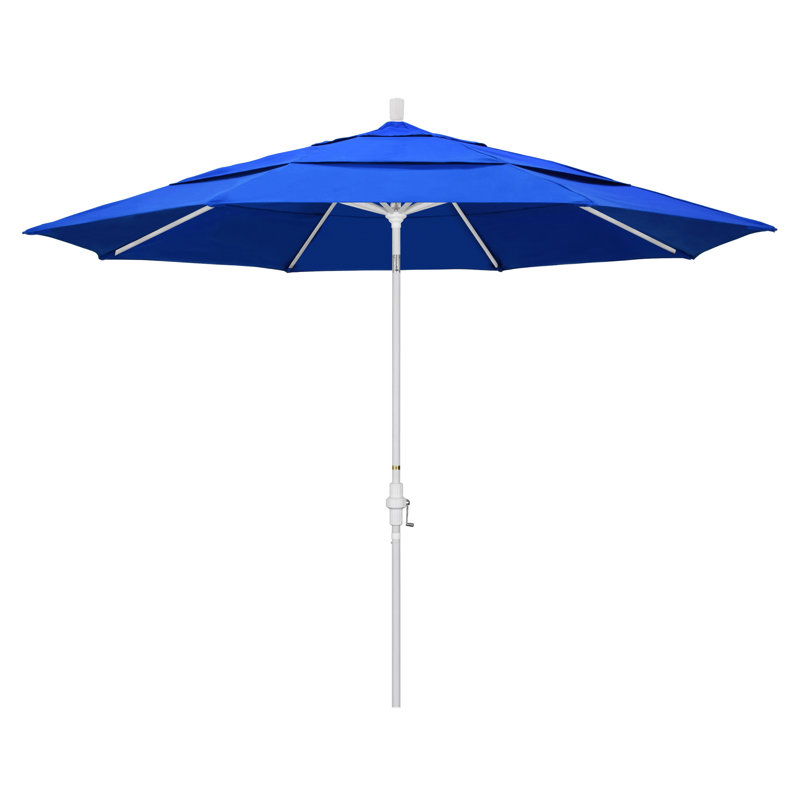 Parasol de marché Broadmeade octogonal Sunbrella, Toile Sunbrella® bleu pacifique, Blanc mat