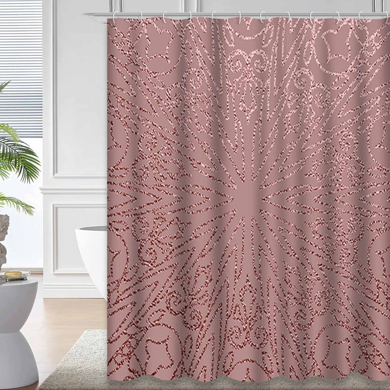 Rideau de douche métallique abstrait à quartz rose avec 12 crochets, L 72 po x l 72 po