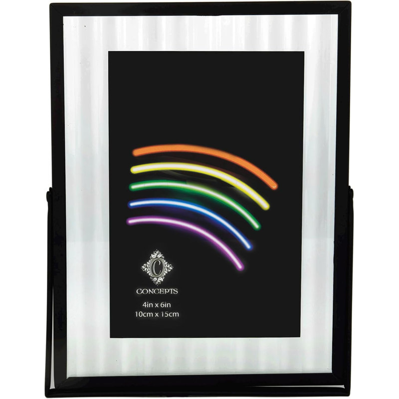 Black Scalloped 5" X 7" Floating Easel Metal Picture Frames With HD Clear Glass Set Of 4