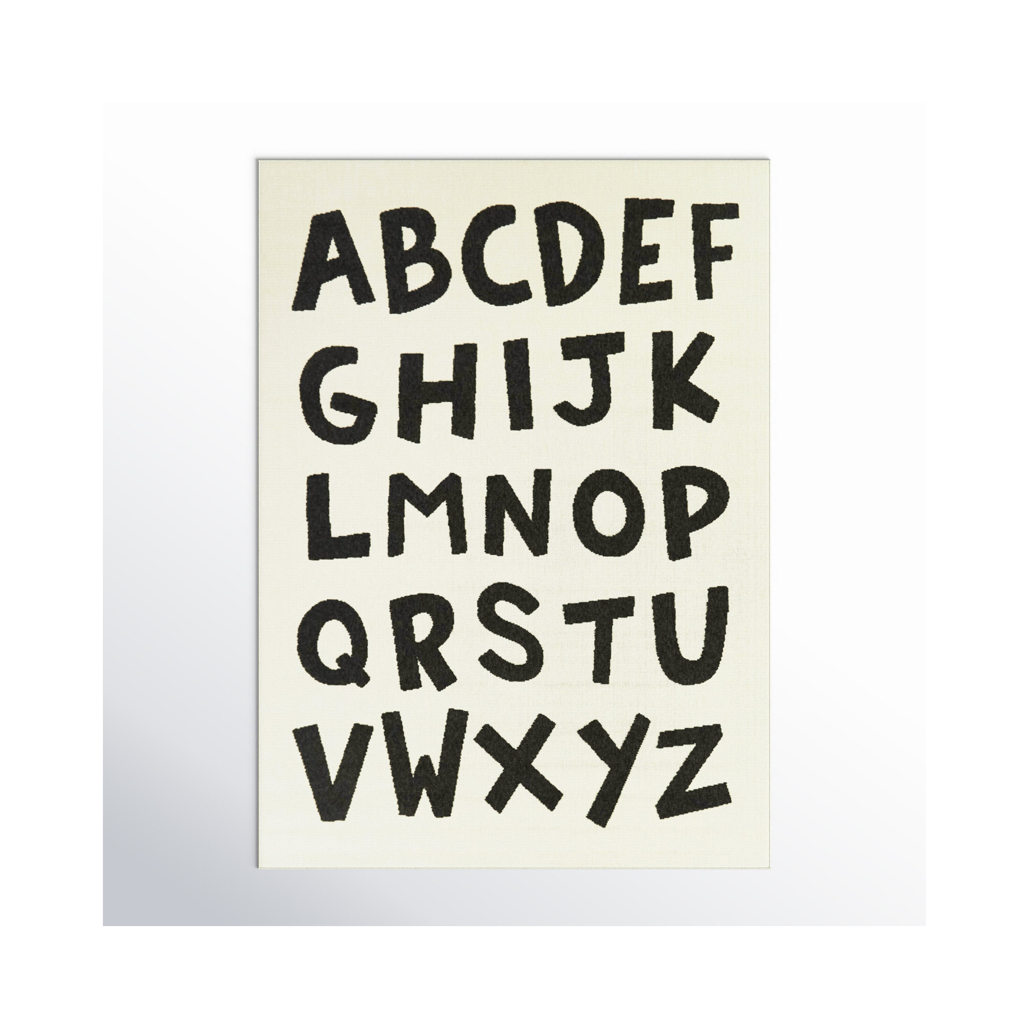 Kids Alphabet Area Rug, Rectangle 4'4" x 6', Cream
