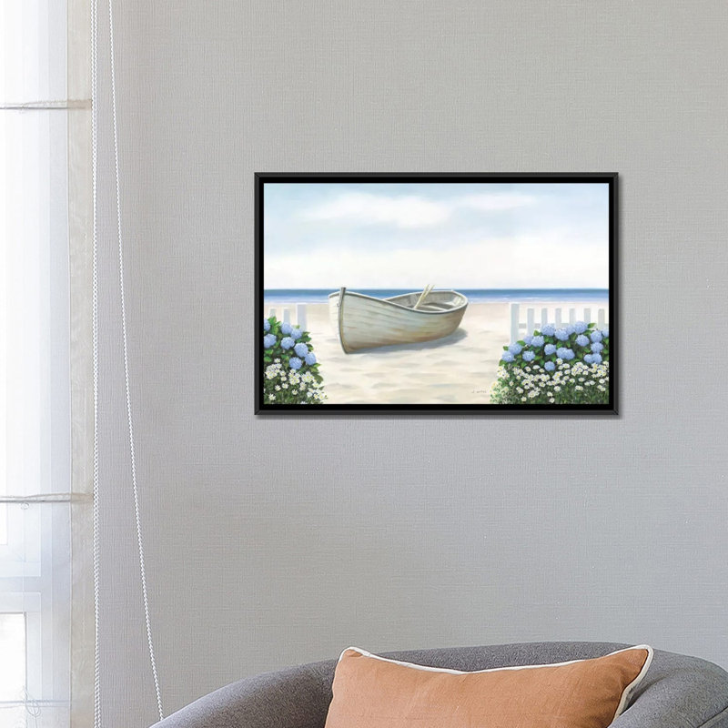 « beach days i », impression sur toile, H 18 po x l 26 po x P 1,5 po, Toile avec cadre noir, Pas de tapis