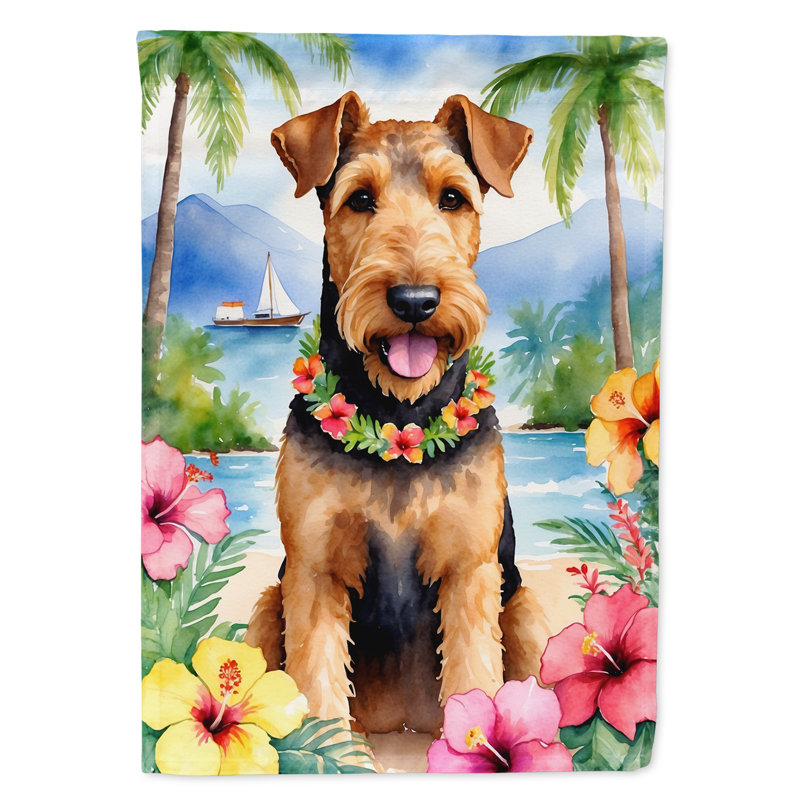 Drapeau de jardin Airedale Terrier Luau