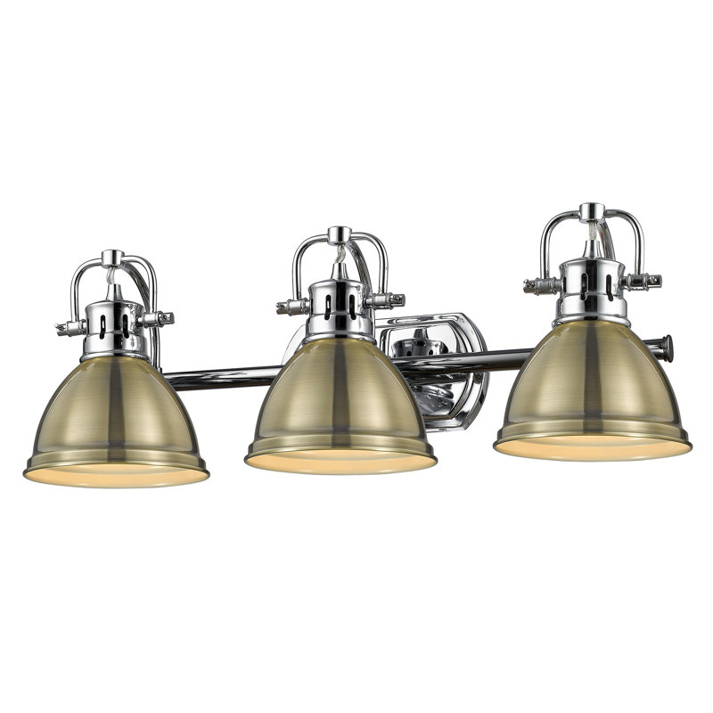 Drakeford Vanity Light, Chrome, Aged Brass, 3 Lights