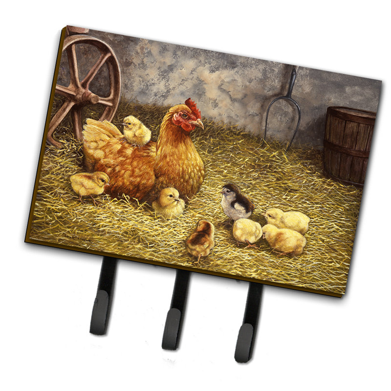 Organisateur de clés muraux avec crochets clés à poule et poussins de poulet
