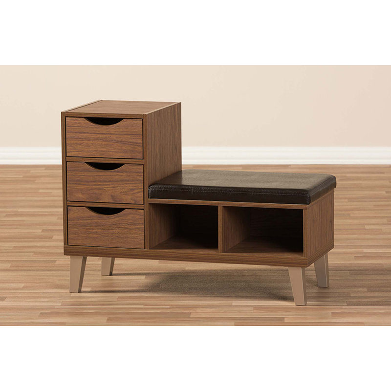 Allie Faux Leather Upholstered Storage Bench, Brown