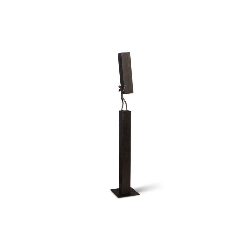 Transitional Black Solid Wood Atlas Sculpture 72" Tall