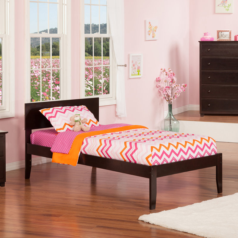Lampley Solid Wood Platform Bed with Slat Kit, Espresso, Twin