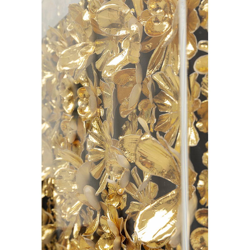 Object Picture Gold Flower, 80cm H x 80cm W x 5cm D, Gold