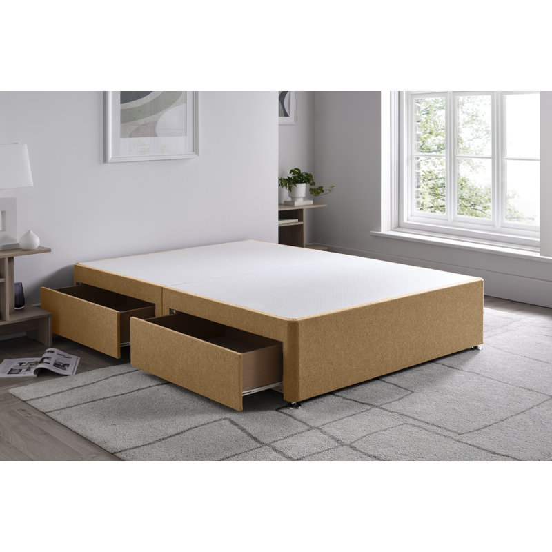 Wool Divan Bed Base, Double (4'6), Latte, No Drawers