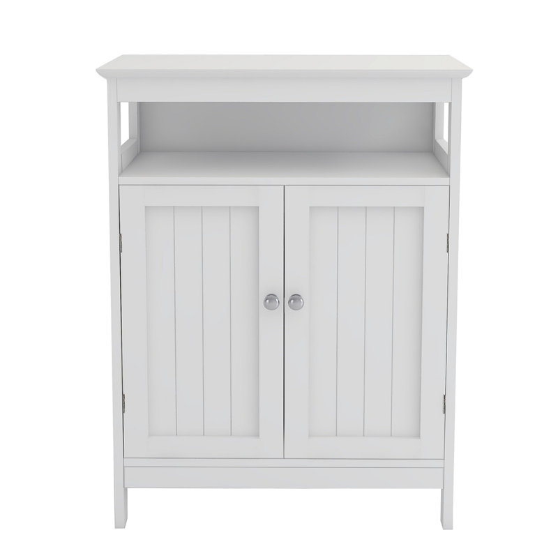 Bathroom Standing Storage With Double Shutter Doors Cabinet-White