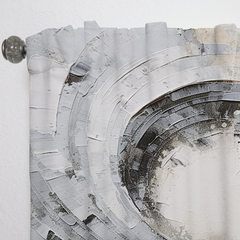 White And Grey Majestic Motion - Abstract Spirals Curtain - Velvet Room Darkening - 1 Panel, 52" W x 84" L