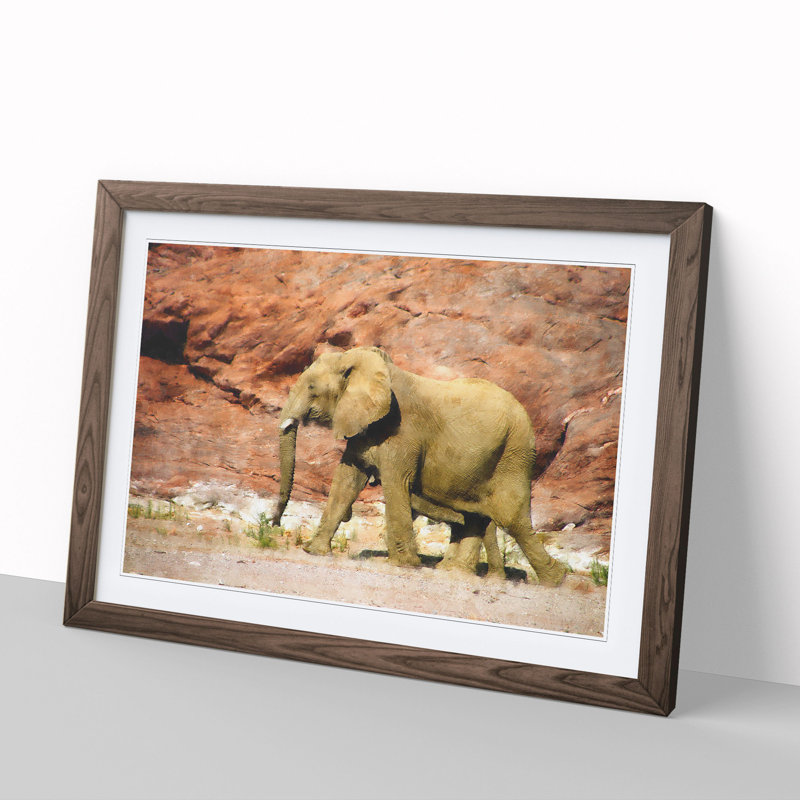 Elephant Vol.6 - Picture Frame Graphic Art, 36cm H x 48cm W x 2cm D, Walnut Framed