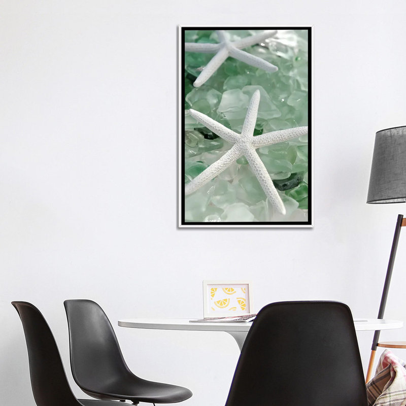 Seaglass 1 - Green 6 Pcs., White Floater Framed, 26" H x 18" W