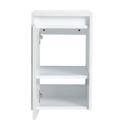 Armoire d'appoint de salle de bain blanche brillante de 12 pouces avec design flottant, charnières à fermeture en douceur et fermeture facile à nettoyer, fabrication
