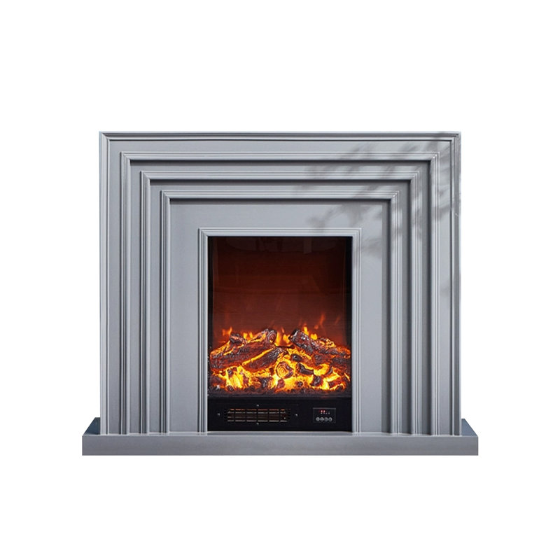 Gray Solid Wood Electric Fireplace, Gray, 43.31" H x 59.06" W x 12.6" D