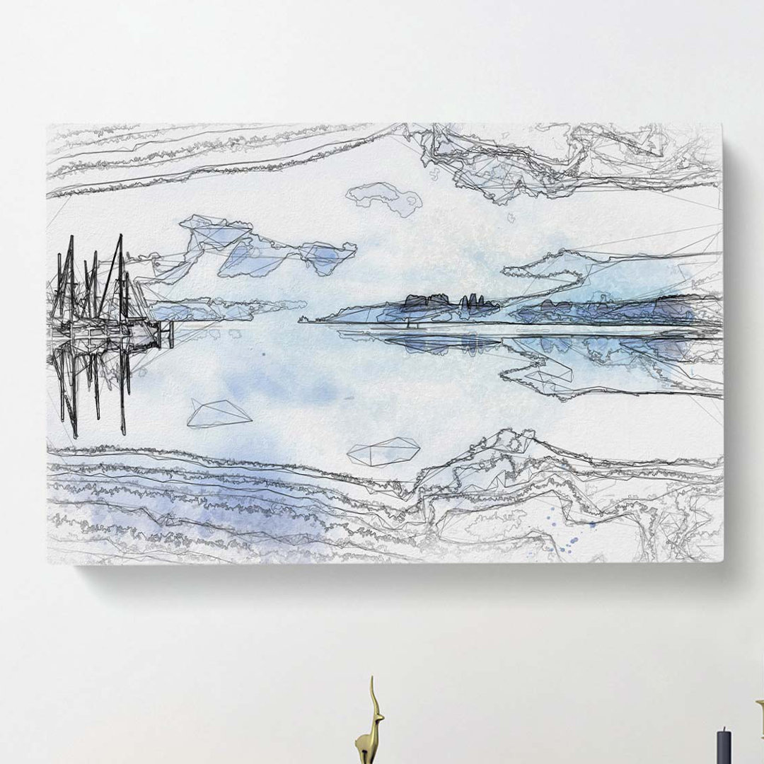 Boats upon Lake Constance in Abstract - Wrapped Canvas