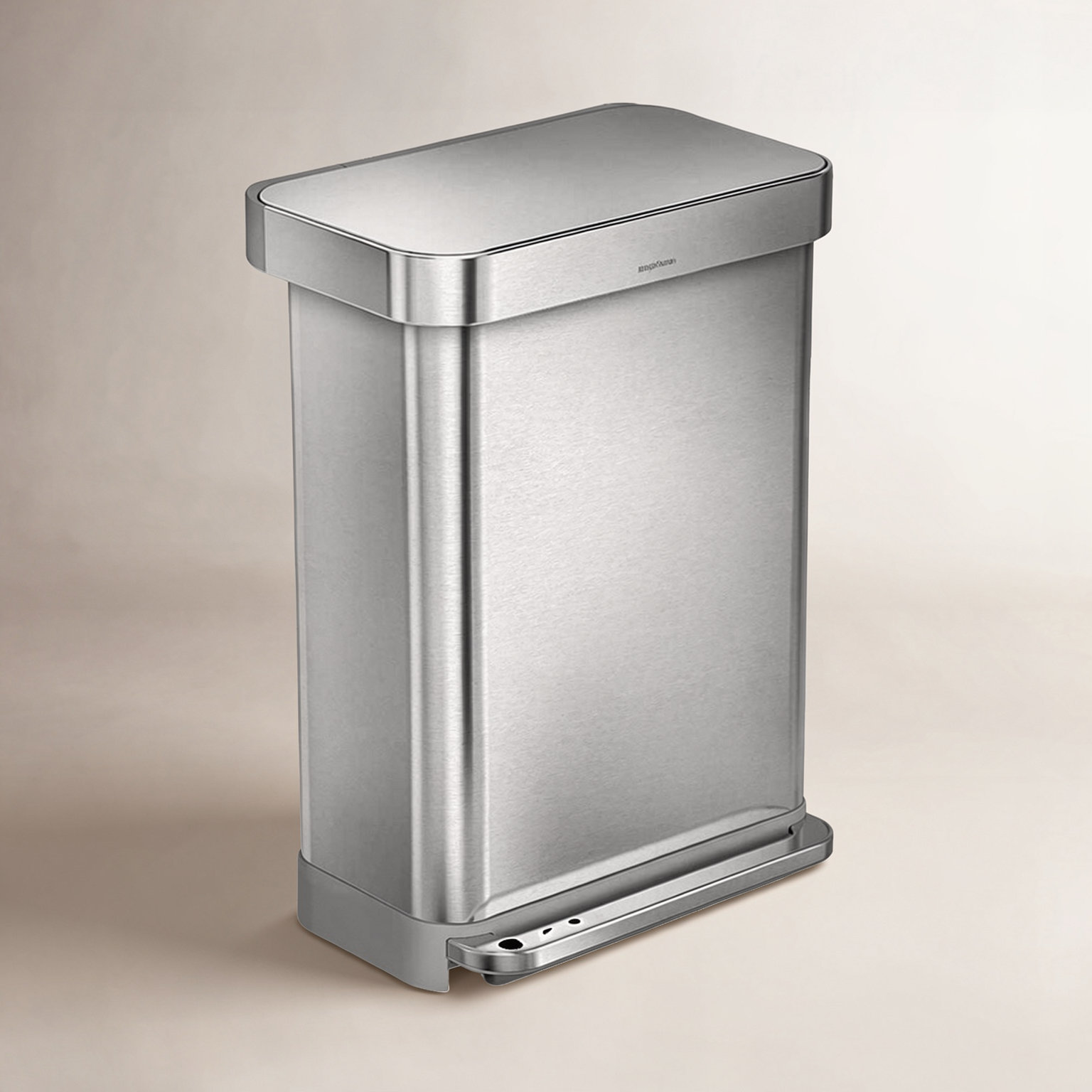 simplehuman 14.5gal Rectangular Step-On Can, Brushed