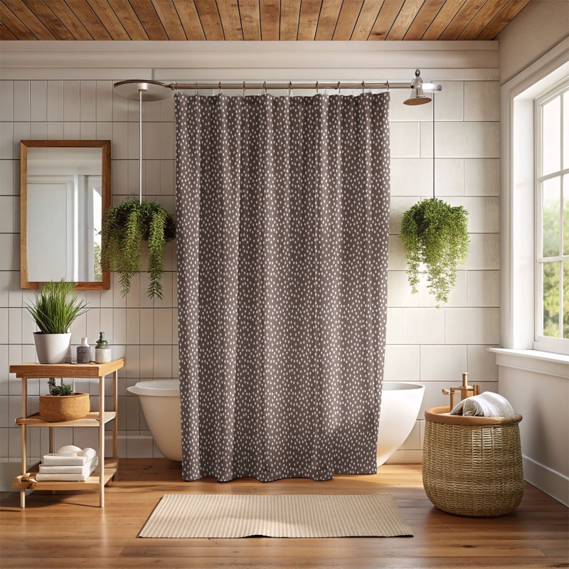 Rideau de douche Honey Grid - Premium, H 74 po x l 71 po, Brun