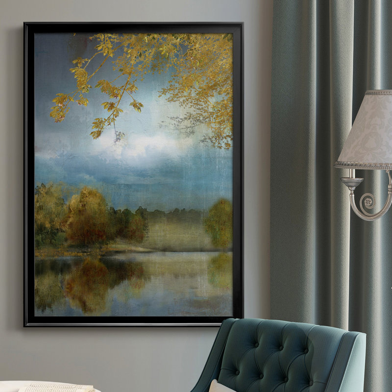 Golden Leaves - Peinture sur toile encadrée, Noir, H 26,5 po x l 36,5 po x P 1,5 po