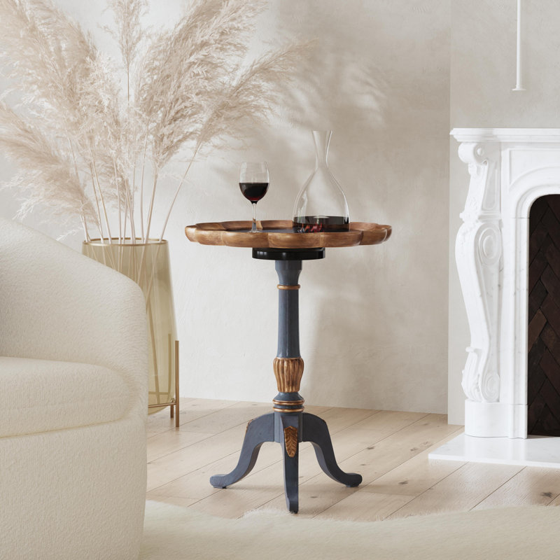Dansby Pedestal Side Table, Pastel Blue