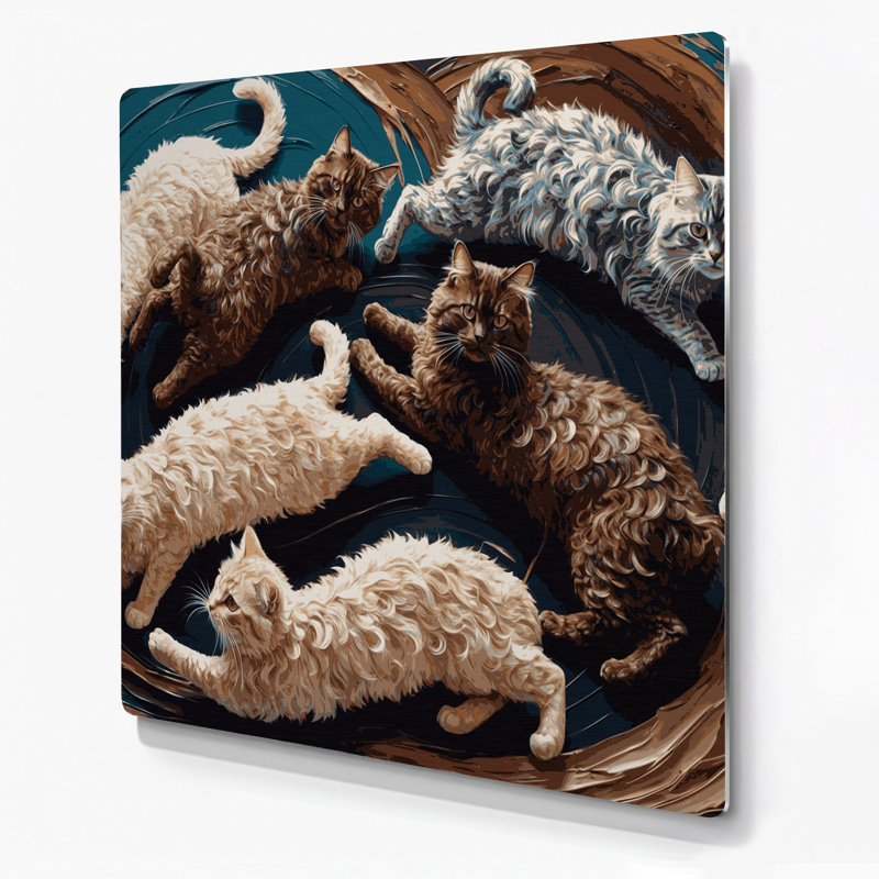 Art mural en métal «Cats LaPerm» mauve, H 144 po x l 144 po x P 0,05 po