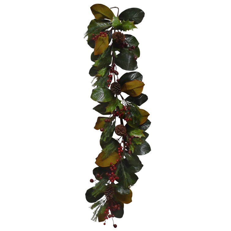 60 Pinecone Holly Red Berry Garland The Holiday Aisle