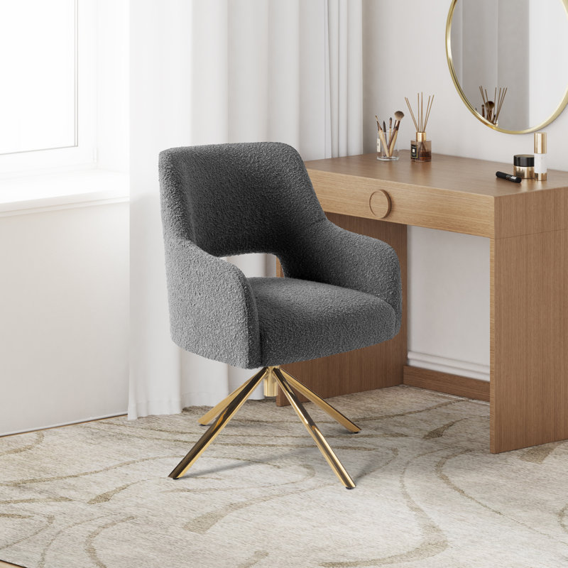 Fauteuil pivotant de 23,6 po Breann, Mélange de polyester gris