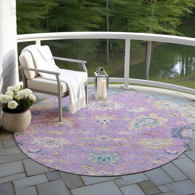 Machine Washable Indoor/Outdoor Cicel ACN1154 Purple Rug