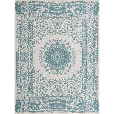 Contemporary Hintz Area Rug Aqua Colour