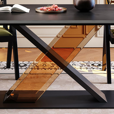 Bureau en bois massif avec pieds croisés Yack