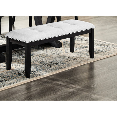 Contemporary Upholstered Bench With Grey Upholstery And Black Finish For Home Comfortable Legs Grey Living Room