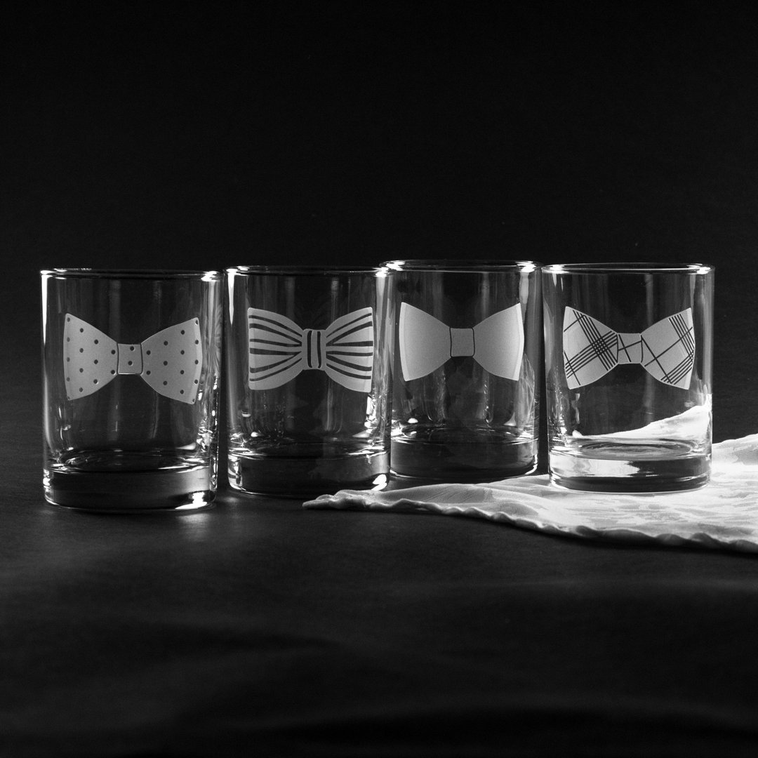 Bowties 14oz. Whiskey Glass Set (Set of 4) Susquehanna Glass