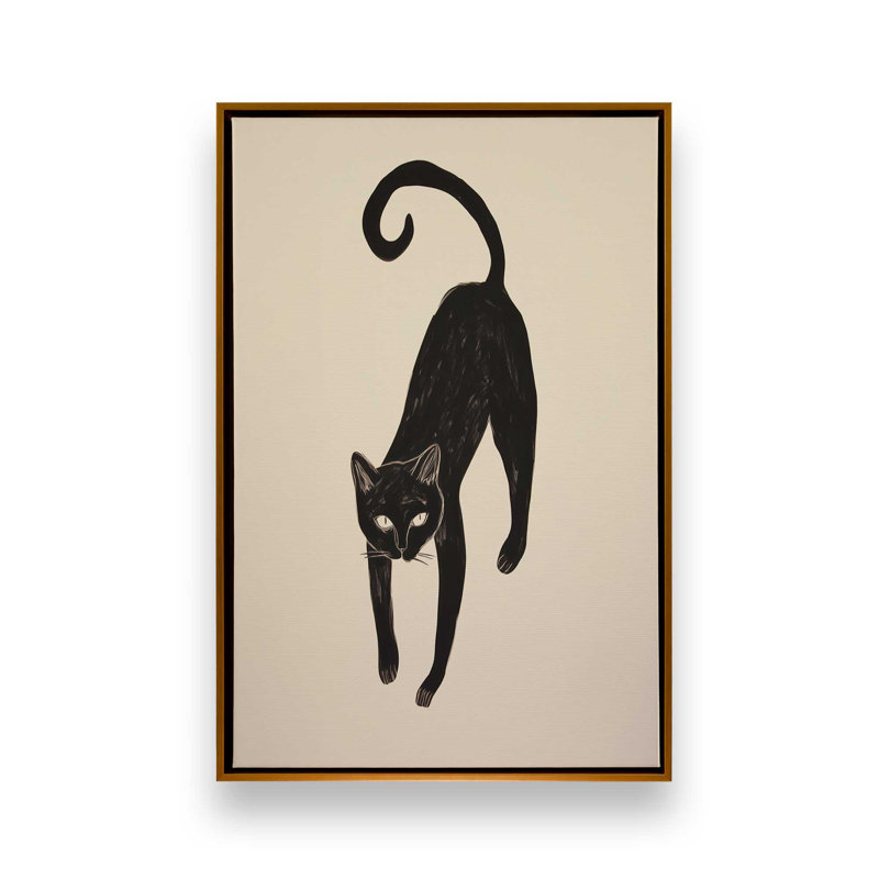 «Black Cat Portrait In Matisse» par Cocoon Design, reproduction d'art, H 48 po x l 36 po, Doré