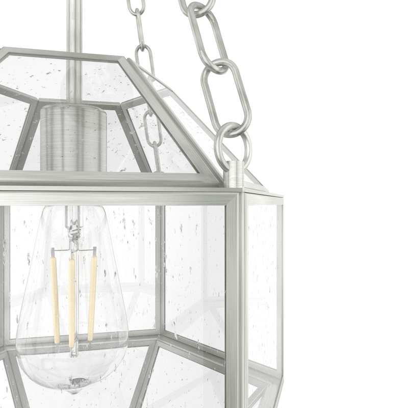 Indria Brushed Nickel 11" Seeded Glass Pendant Light