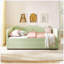 Lit de jour double en vichy avec gigogne gigogne et poche de rangement, structure en bois massif, cyan-679049821-679049822