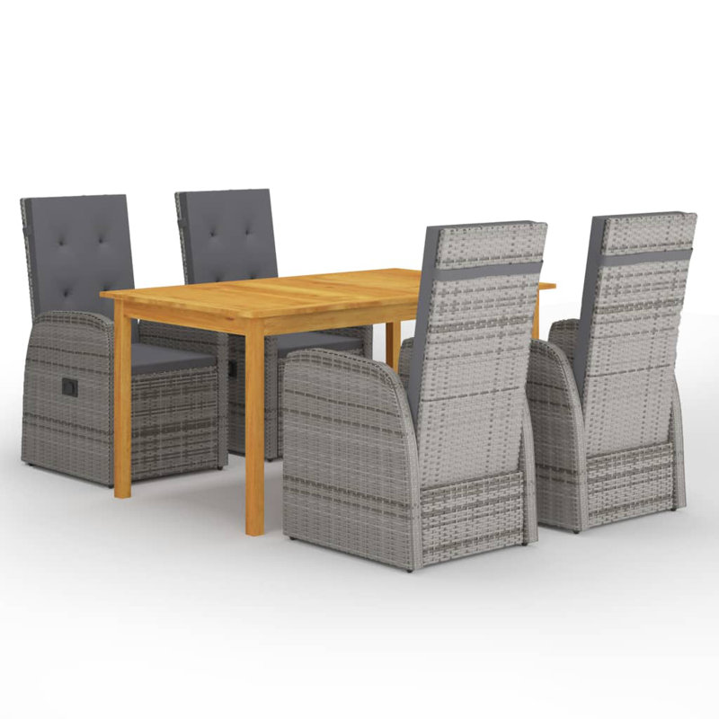 4 - Person Solid Wood Patio Dining Set Rectangular Table with Cushions Included