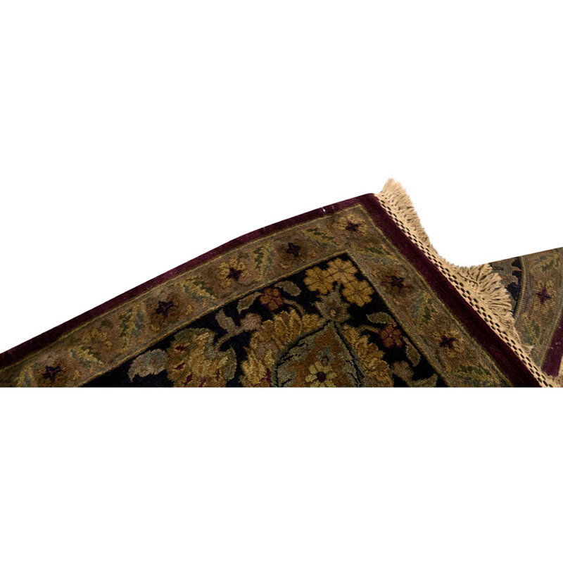 Tapis unique bleu marine / vin / or noué à la main 9 pi 1 po x 12 pi