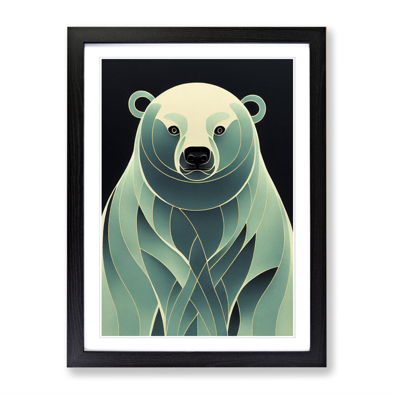 Polar Bear Art Nouveau - Framed Print, Black
