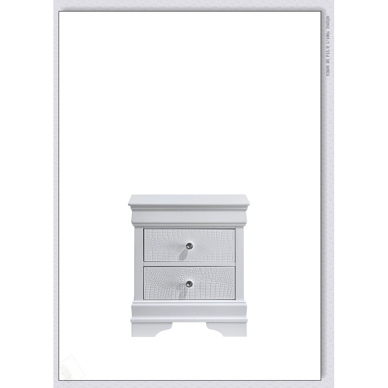 Table de chevet 2 tiroirs Blaze, Blanc