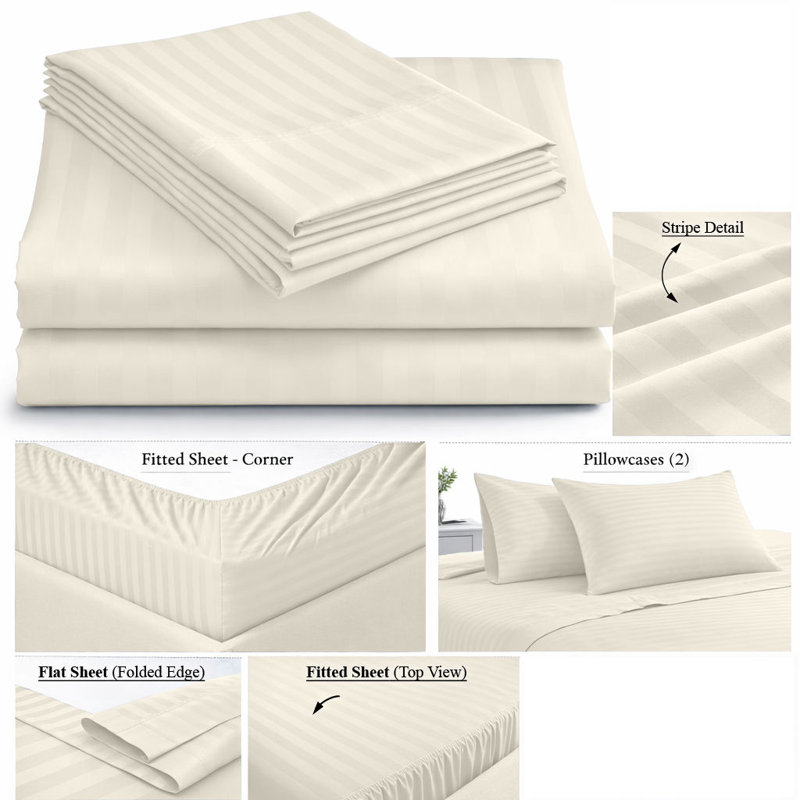 Oxford Collection 600 Thread Count Deep Pocket Egyptian Quality Cotton Solid Sheet Set, King Sheet Set with 2 Pillowcases