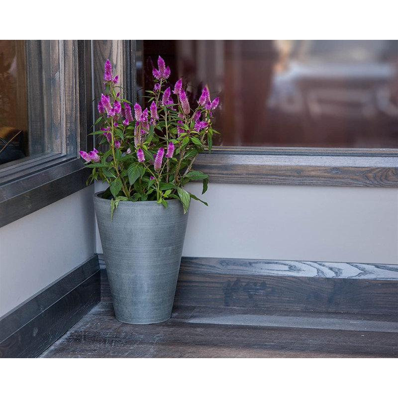 Grand pot à fleurs Miley, H 13 po x l 6 po x P 10 po, Gris anthracite