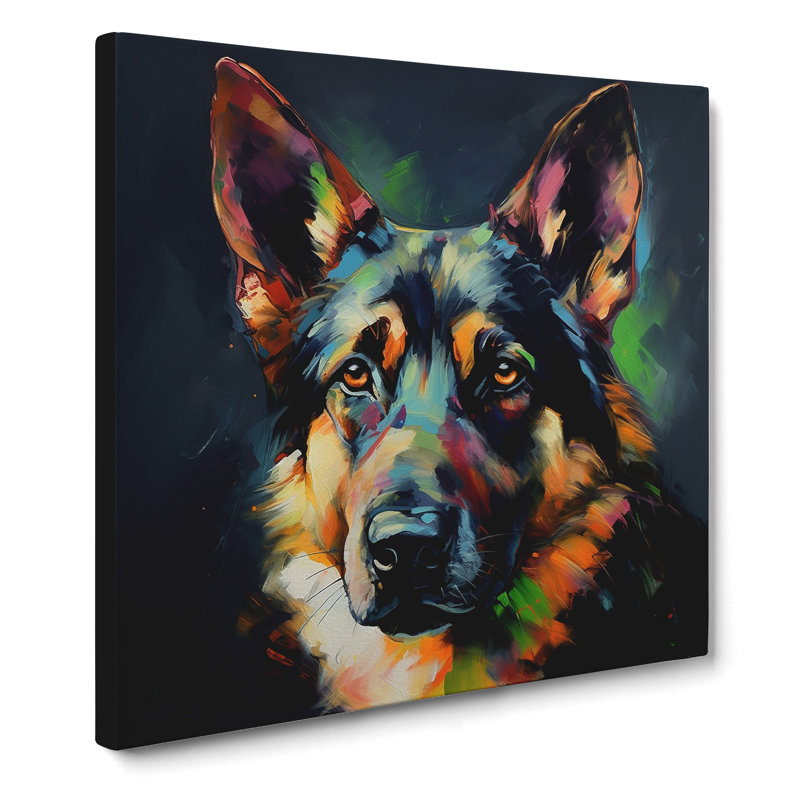 German Shepherd Expressionism - Wrapped Canvas, 35cm H x 35cm W x 3cm D