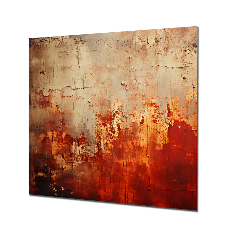 Orange Chaos Collage III - collage abstrait en métal, art mural, H 29 po x l 29 po