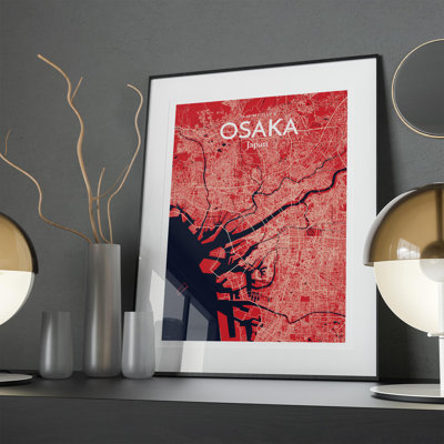 Osaka City Map In Nautical - No Frame Print