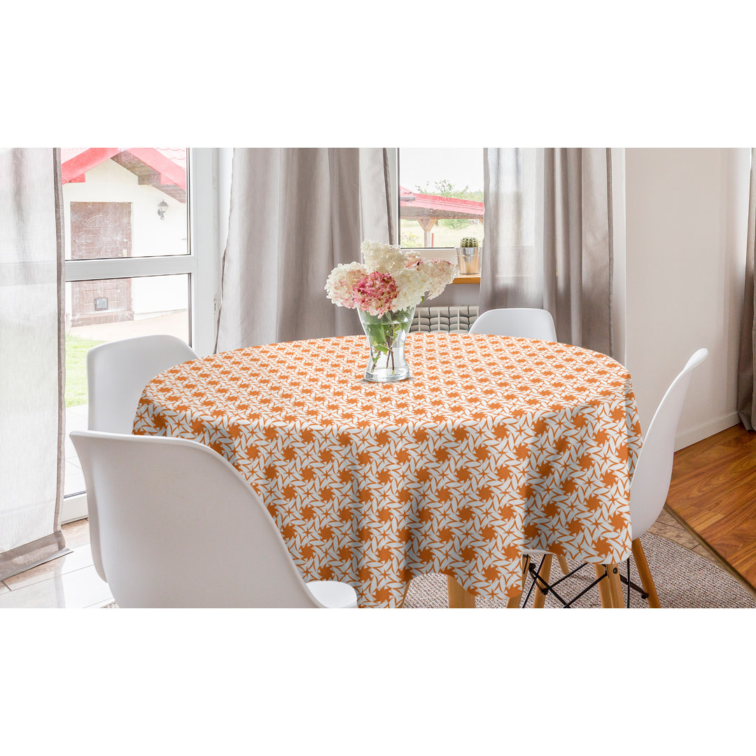 Runde Tischdecke, Blossomy Geometrische Formen, Orange, Weiß